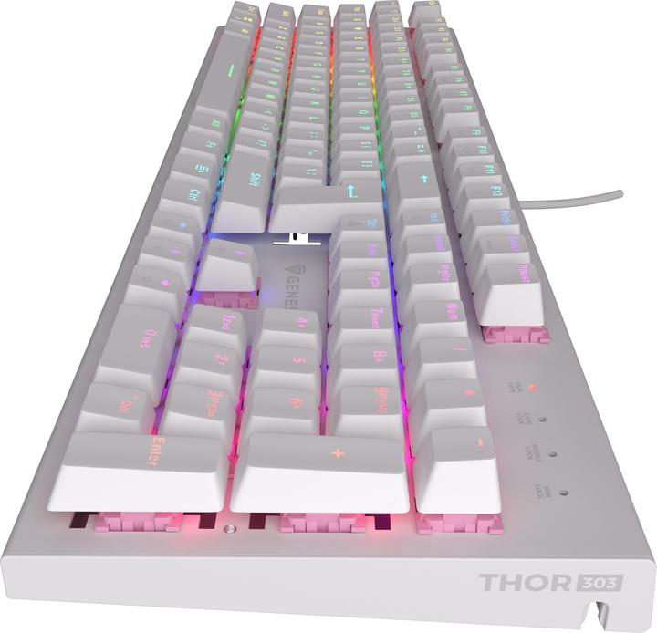 Actual product image Genesis Klawiatura Dla Graczy Thor 303 Us Podswietlenie RGB Mechaniczna Silent Switch Biala Hot Swap (US, Cable)