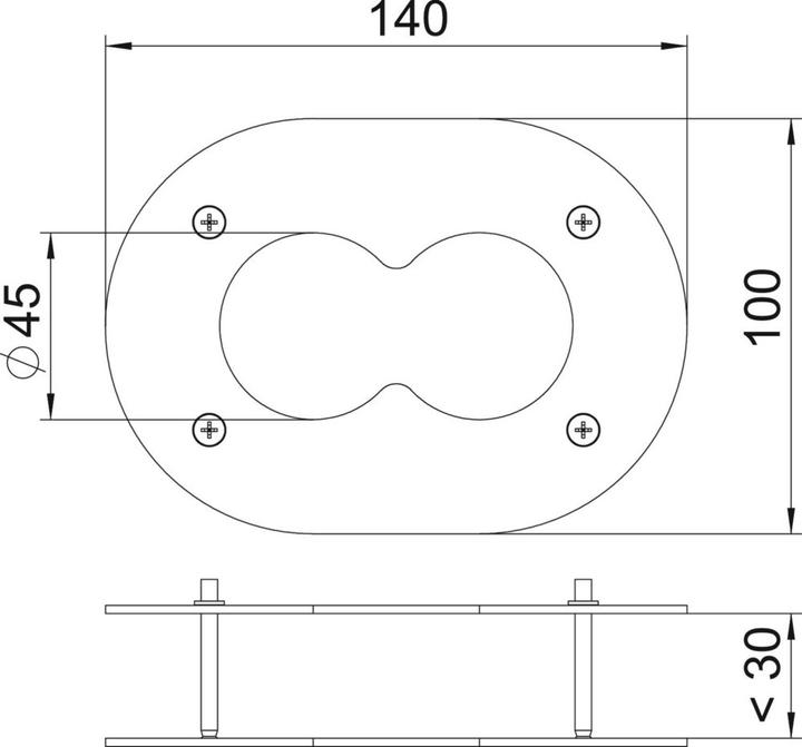 Produktbild OBO Bettermann OBO DAB-2F Deckenblende f.2 SchlÃ¤uche 140x100x40 St reinweis