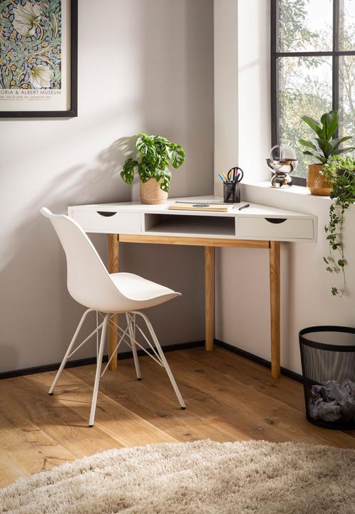 Produktbild FineBuy Eckschreibtisch Schreibtisch 80 cm Weiss Schubladen Tisch Platzsparend (80 x 80 x 78 cm)
