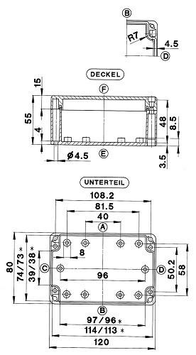 Produktbild Bernstein Kasse CT-582 ABS 80X120X55 (Gehäuse)