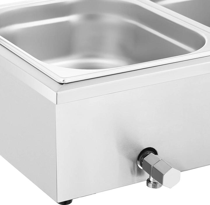 Produktbild Royal Catering Bain Marie Warmhaltebehälter Speisenwärmer Ablasshahn 2000 W 4 GN 1/2