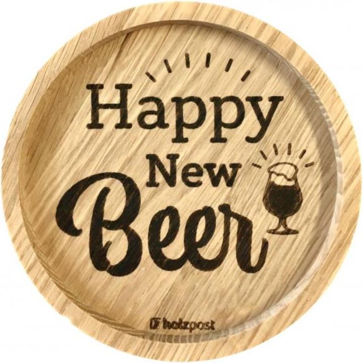 Image du produit Holzpost Untersetzer Happy New BEER Eiche 11,2cm (1 x)