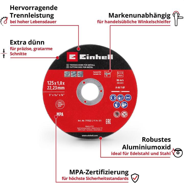 Produktbild Einhell 5 Trennscheiben 125 mm