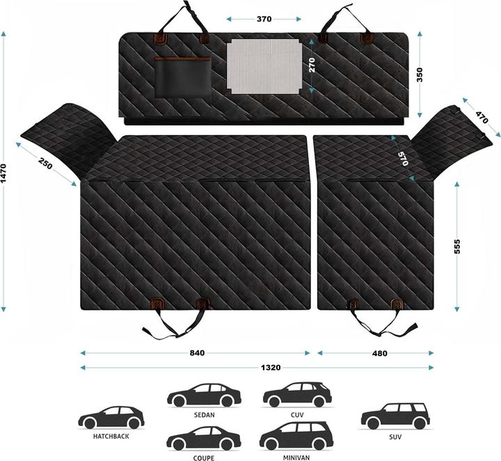 Actual product image Fudajo Rear seat cover (Dog, Foldable, Machine washable, Washable)