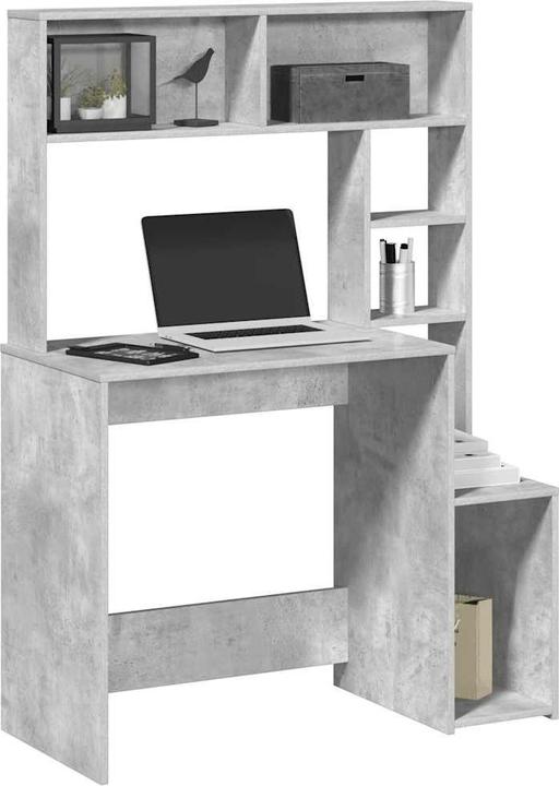 Produktbild VidaXL Schreibtisch mit Regal Betongrau 100x45x140 cm Holzwerkstoff Bürotisch (100 x 45 x 140 cm)