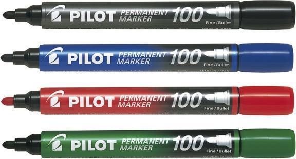Produktbild Pilot Permanent-Marker 100 (Multicolor, 1 mm, 4 x)