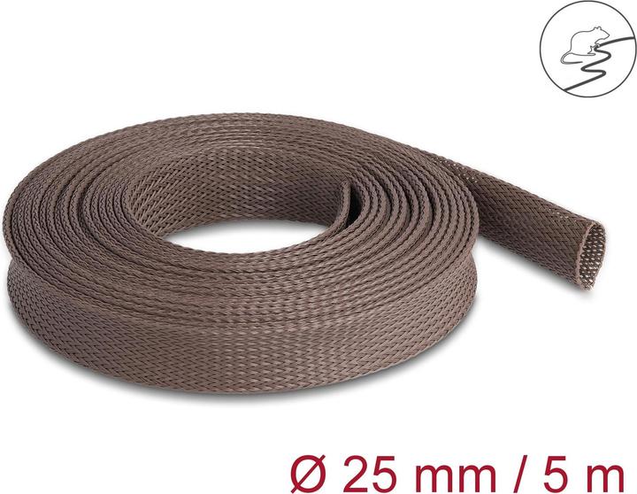 Produktbild Delock Geflechtschlauch nagerfest, 5 m x 25 mm Braun (Kabelschlauch, 500 cm)