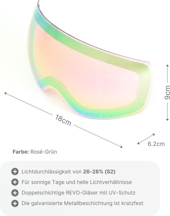 Produktbild Hermex Ersatzglas für magnetische Skibrille Wechselglas Snowboardbrillenglas Skibrillenglas (Skibrille Ersatzglas)