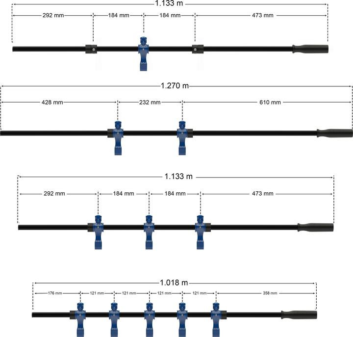 Actual product image Sportime Tournament foosball table bar Black Dragon glossy or matt, 16 mm