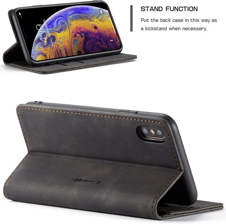Produktbild König Design Hülle Handy Schutz für Apple iPhone XS Max Case Flip Cover Tasche Etuis Schwarz (Apple iPhone XS Max)