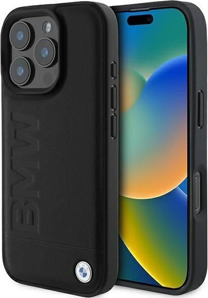 Produktbild BMW BMHMP16XSLLBK iPhone 16 Pro Max 6.9" czarny/black hardcase Leather Hot Stamp MagSafe (Apple iPhone 16 Pro Max)