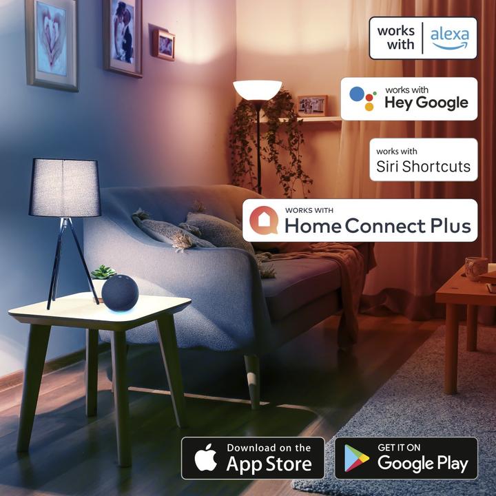 Actual product image Hama WLAN LED lamp, retro, E27, 7W, dimmable, for voice/app control, white (E27, 7 W, 806 lm, 1 x, E)
