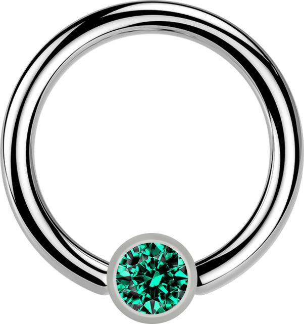 Star Piercing Micro Ball Closure Ring silber und Kristall türkis (ohne Messing, Titan G23)