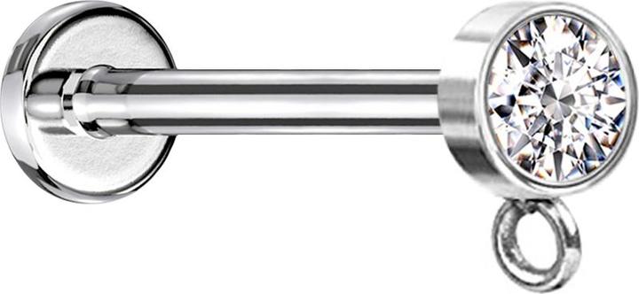 Star Piercing Micro Labret Innengewinde silber mit Zylinder Kristall silber Ring für Anhänger (ohne Messing, Chirurgenstahl 316L)