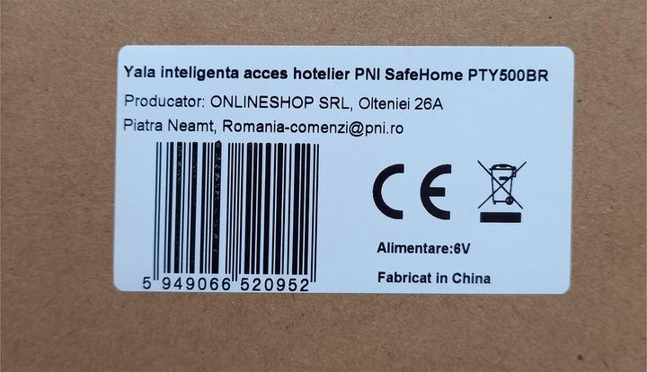 Actual product image PNI Yala Smart Hotel Access SafeHome PTY500BR WiFi, right, access with fingerprint, code, card (Fingerprint, Key card, Key)