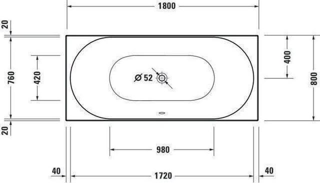 Actual product image Duravit Bathtub D-NEO 180x80 built-in version 2 RS white (160 l, 180 cm, 80 cm)