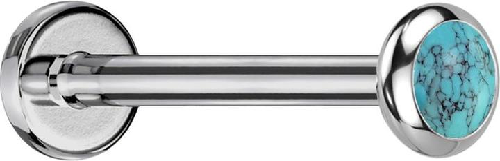 Star Piercing Micro Threadless Labret silber Scheibe abgerundet türkis Stein (Mineralisch, ohne Messing, Titan G23)