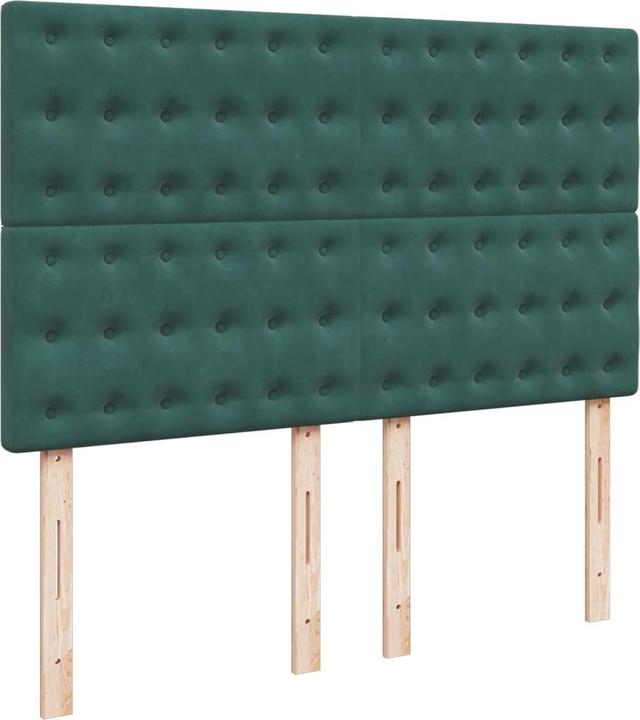 Image du produit VidaXL Boxspring Lit Lit capitonné avec matelas Vert foncé 140x200cm Velours (140 x 200, 140 x 200)