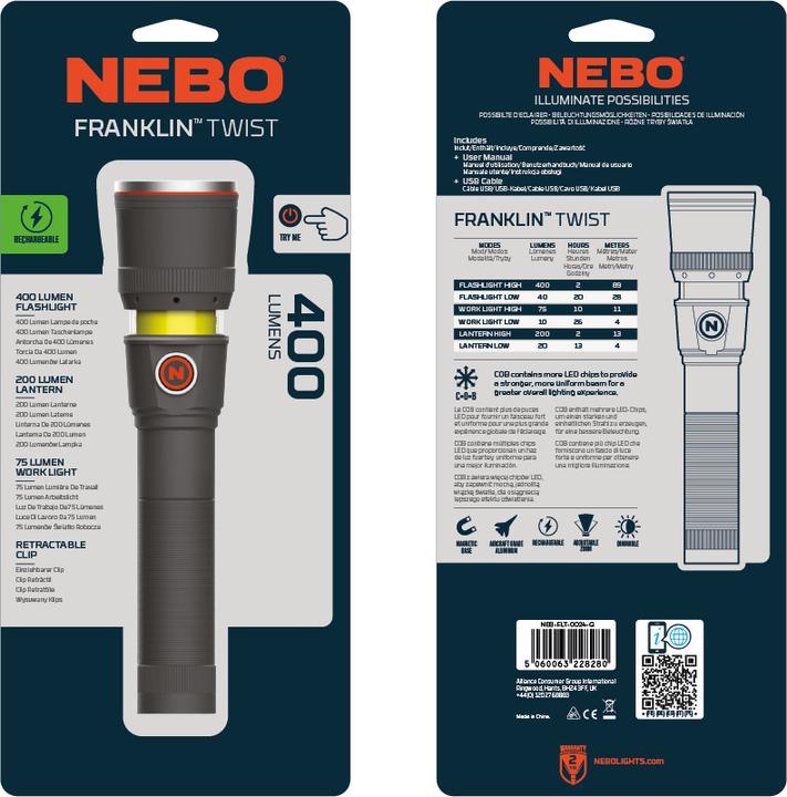 Produktbild Nebo Franklin Twist Rc (17.90 cm, 400 lm)