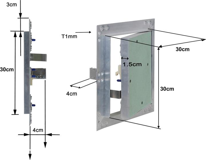 Produktbild Wiltec Revisionsklappe 30x30cm Revisionstür Alu Revisionsöffnung Wartungsklappe