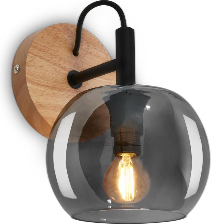 Produktbild Briloner Wandleuchte, mit Holz, Rauchglas, 1xE14/max.10W (0 lm)