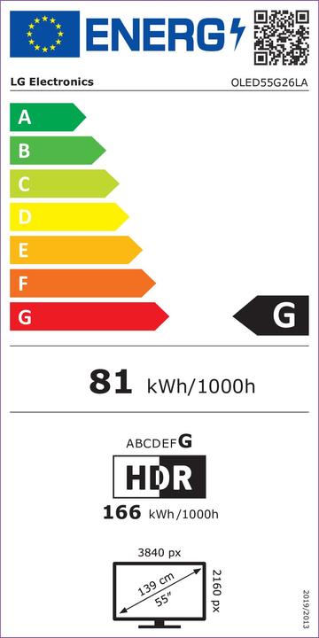 Energie-Label LG OLED55G23LA (55", G2, OLED, 4K, 2022)