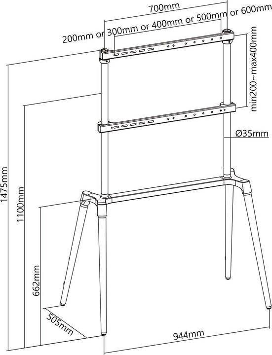 Produktbild Nedis TV Bodenständer 60 - 75 (Universal, 75", 40 kg)