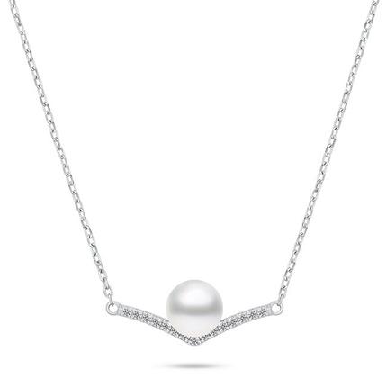 Produktbild Brilio Silver - Elegant silver necklace with pearl and zircons NCL131W