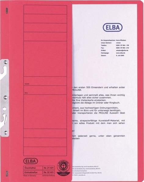 Produktbild Elba Einhakhefter aus Karton, rot, Behördenheftung halber Vorderdeckel (A4, 1 x)