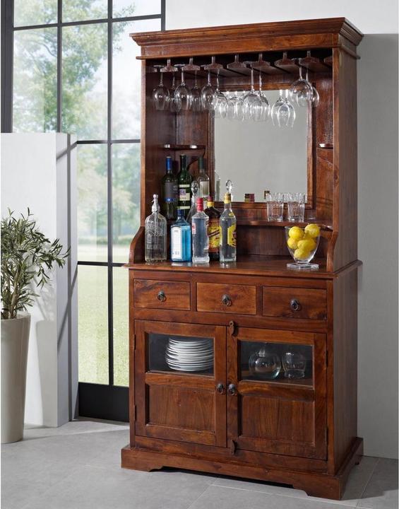 Produktbild Floki24 Barschrank im Kolonialstil, Akazie 97x52x193 OXFORD - dunkelbraun