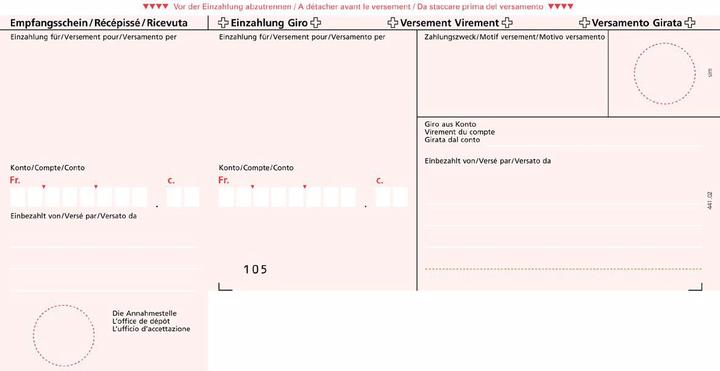 Simplex Inpayment slip red (500 x)