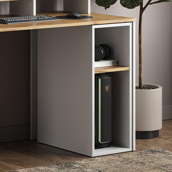Produktbild Vichy PC-Schrank Tomy, Weiss/Goldkraft Eiche, 28.5 x 50 cm mit 2 offenen Fächern