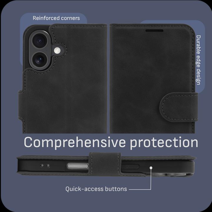 Produktbild Cazy Premium-Geldbörsen-Etui, Magnetisches Geldbörsen-Etui, Kartenfächer, Ständer (Apple iPhone 16 Plus)