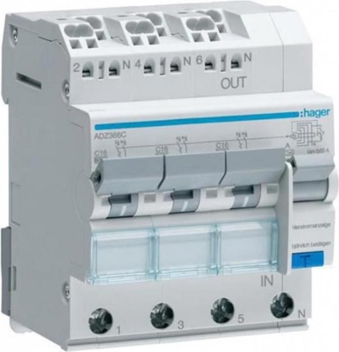 Produktbild Hager FI-LS 3-3x1PN 6kA C-16A 30mA A QC/BA