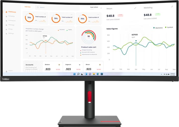 Produktbild Lenovo ThinkVision T34w-30 (3440 x 1440 Pixel, 34")