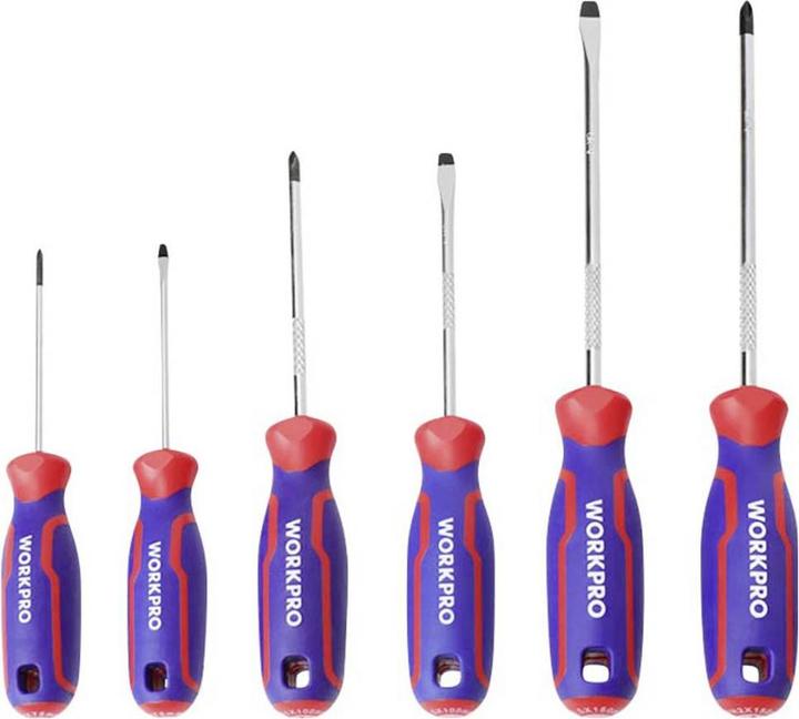 Actual product image Workpro 6-piece universal screwdriver set PH0, PH1, PH2