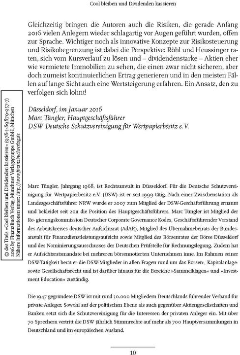 Produktbild Cool bleiben und Dividenden kassieren (Deutsch, Werner H. Heussinger, 2017)
