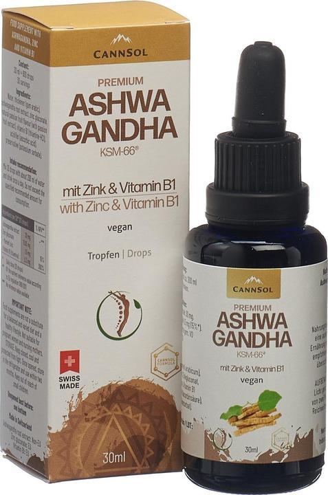 Immagine prodotto Cannsol Ashwagandha KSM-66 premium con zinco e vitamina B1 in gocce (1 Pezzo/i, Olio)