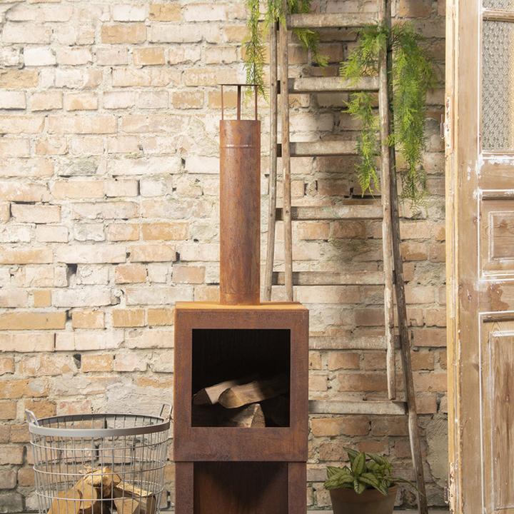 Produktbild Esschert Design Terrassenofen mit Holzlager, Rostbraun