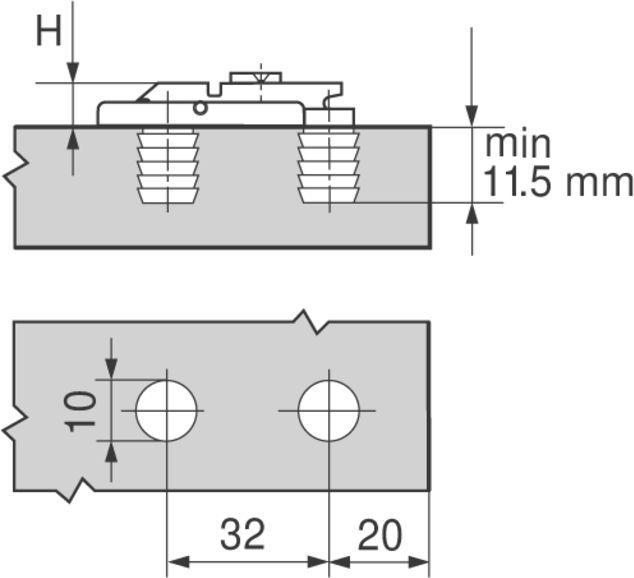 Actual product image Blum Plaques de montage linéaire CLIP montage d'angle