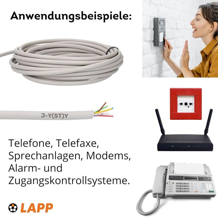 Produktbild Lapp 25 Meter 1591301 Telefonkabel 2x2x0,6 mm J-Y(ST) Y Telefonleitung 2x2x0,6 geschirmt I Fernmelde