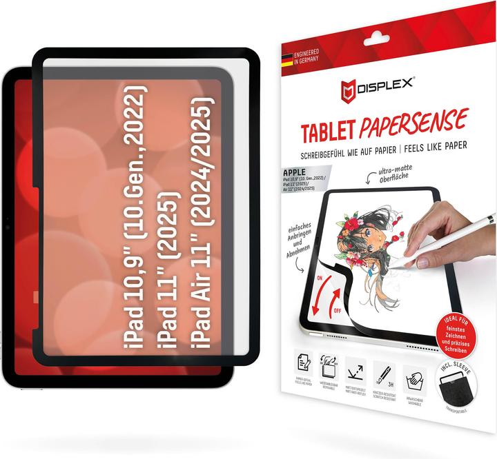 Produktbild Displex Tablet Papersense, iPad Paper Feeling Schutzfolie (1 Stück, iPad 2022 (10. Gen), iPad Air 11 2024 (M2))