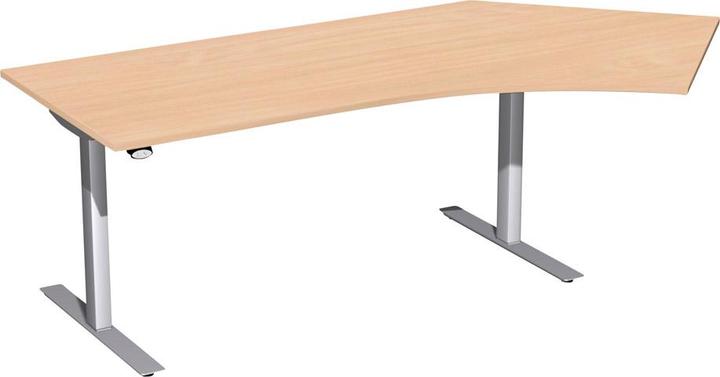 Produktbild Geramöbel Elektro-Hubtisch 217x80-113x65-125cm 135° rechts Lichtgrau/Silber