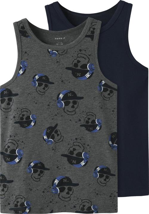 Actual product image Name it Nkmtank Top 2p Dark Grey Mel Skull Noos (158, 164)