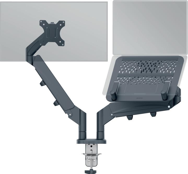 Produktbild Leitz Ergo Platzsparender Dual Monitorarm mit Laptophalterung (Tisch, 32.01")