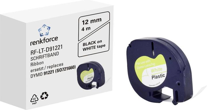 Produktbild Renkforce Schriftband RF-LT-D91221 Kompatibel ersetzt DYMO LT - 91221 12 mm Ba (1.20 cm, Schwarz)
