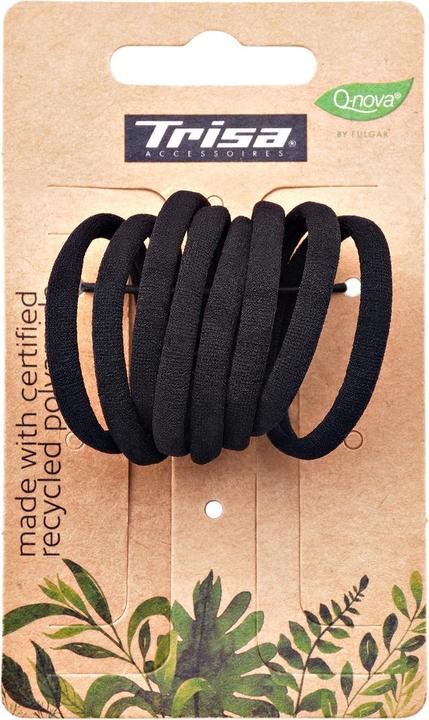 Immagine prodotto Trisa Cravatta per capelli We Care 3,5 cm nero 8 pezzi (Elastico per capelli)