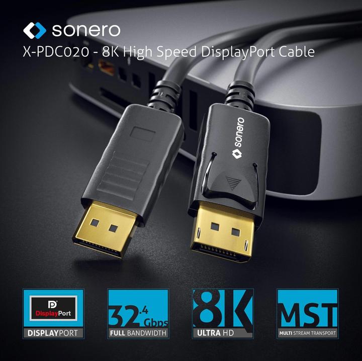 Immagine prodotto Sonero Cavo 8K Displayport 1.4 maschio <->, 8K/60Hz, 3 m (3 m, DisplayPort)