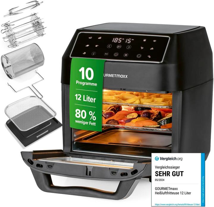 Immagine prodotto Gourmetmaxx Heissluftfritteuse mit 10 Funktionen und Zubehörset