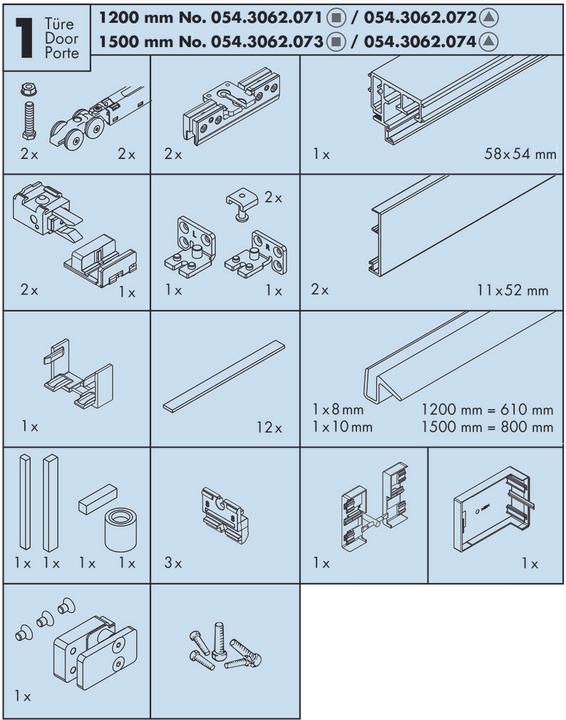 Productafbeelding HAWA Complete set -BANIO 40 GF glazen wandmontage